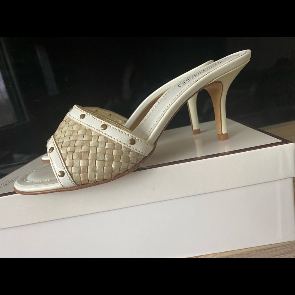 Coach white patent heel sandals